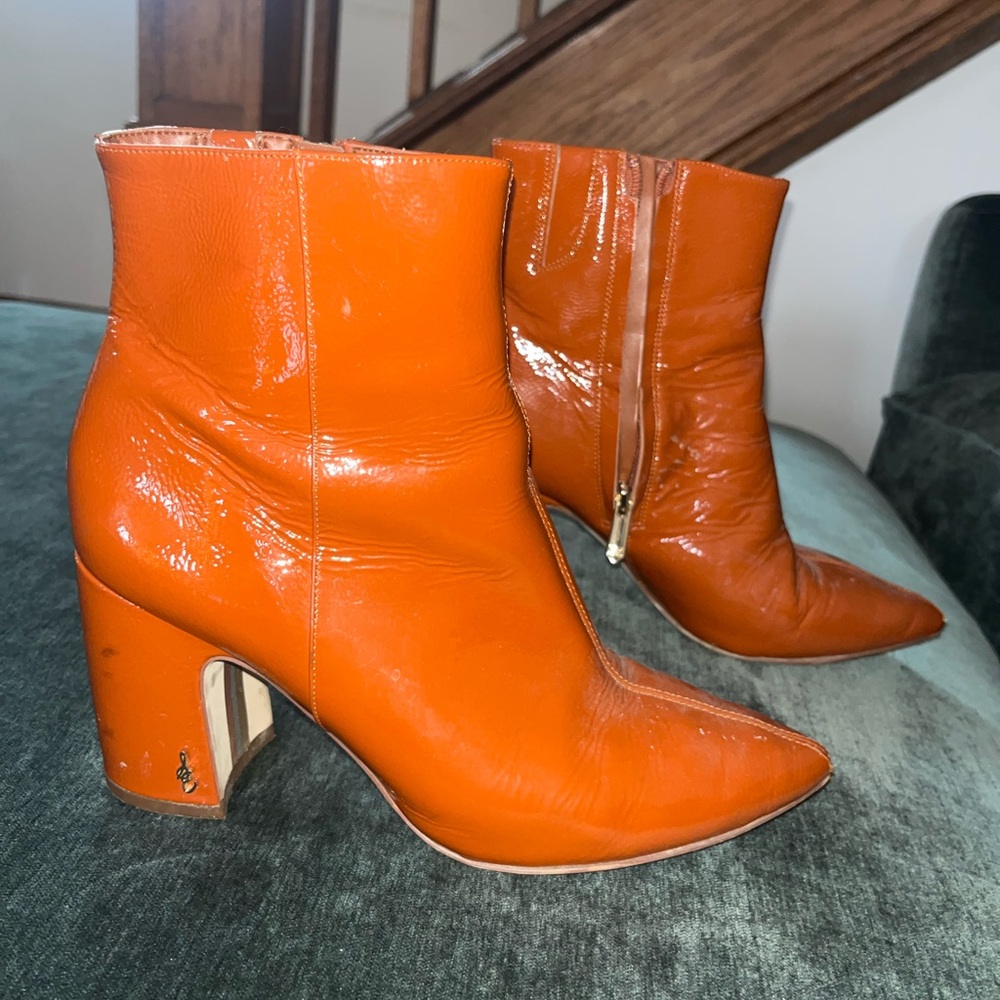 Orange Leather Sam Edelman Ankle Boots